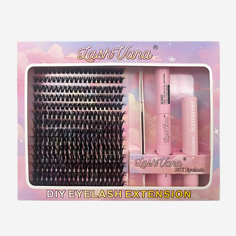 Kit Extensão de Cílios 280 PCS, Kit Extensão de Cílios, Kit Extensão de Cílios em Casa, Kit Completo Lash Vana - Extensão de Cílios em Casa, DIY Kit de Extensão de Cílios, Kit De Extensão De Cílios À Prova D'água, Kit de Extensão de Cílios DIY Tufos Individuais de Cílios.