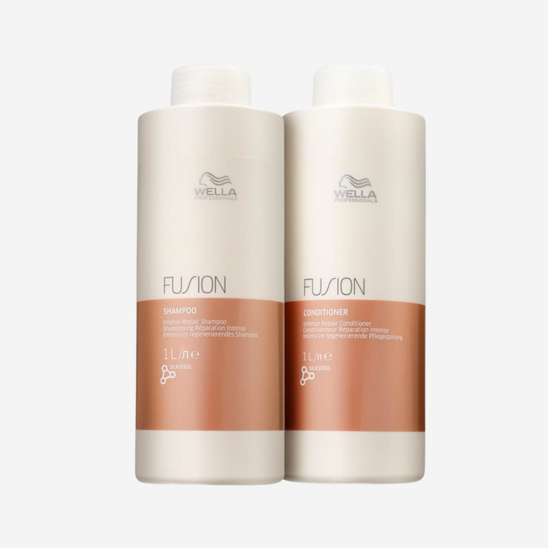 Kit Wella Professionals Fusion - Shampoo 1L + Condicionador 1L + Máscara 500ml, Kit Wella Professionals Fusion Trio Salão (3 Produtos), Kit Wella Professionals Fusion Salon Hair Trio (3 Produtos), Kit Wella Professionals Fusion - Shampoo + Condicionador + Máscara - Tamanho Profissional, Wella Professionals Kit Fusion Salon Trio (3 Produtos).