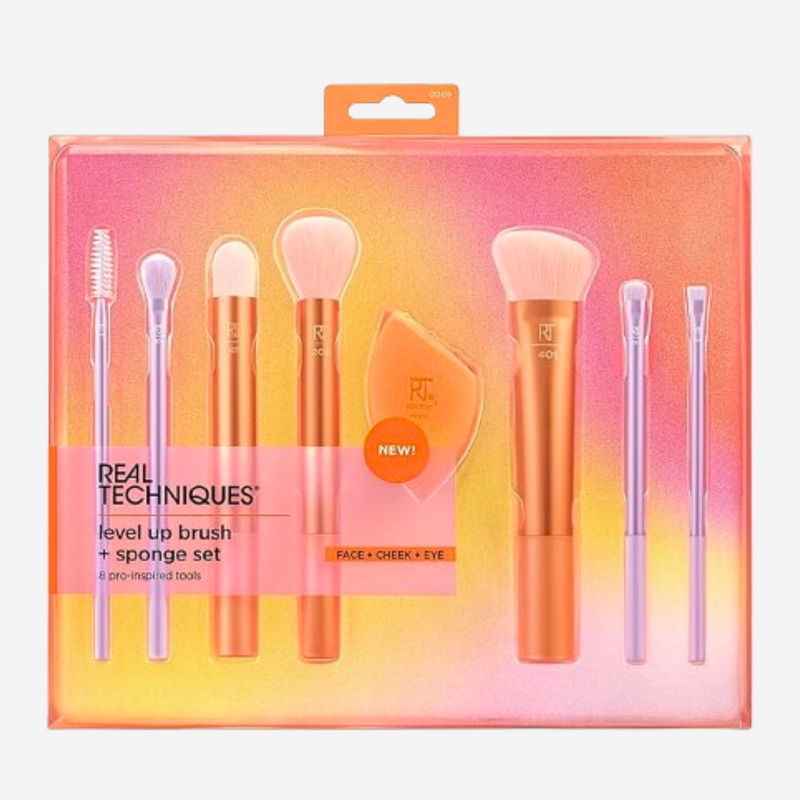 Kit de Pincéis Real Techniques Level Up Makeup Brush + Blending Sponge Set